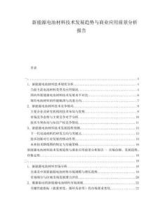 新能源電池材料技術(shù)發(fā)展趨勢(shì)與商業(yè)應(yīng)用前景分析報(bào)告