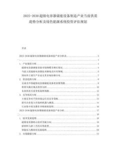 2025-2030超級電容器儲能設備制造產業(yè)當前供需趨勢分析及綠色能源系統(tǒng)投資評估規(guī)劃