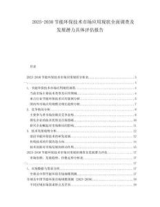 2025-2030節(jié)能環(huán)保技術(shù)市場應(yīng)用現(xiàn)狀全面調(diào)查及發(fā)展?jié)摿唧w評估報告