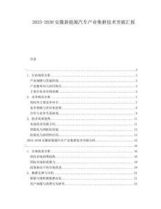 2025-2030安徽新能源汽車產(chǎn)業(yè)集群技術(shù)突破匯報
