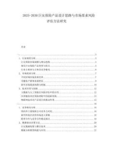 2025-2030巨災(zāi)保險(xiǎn)產(chǎn)品設(shè)計(jì)思路與市場(chǎng)需求風(fēng)險(xiǎn)評(píng)估方法研究