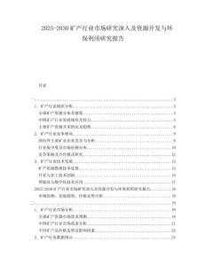 2025-2030礦產(chǎn)行業(yè)市場(chǎng)研究深入及資源開(kāi)發(fā)與環(huán)保利用研究報(bào)告