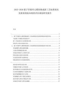 2025-2030量子存儲(chǔ)單元模塊集成新工藝標(biāo)準(zhǔn)現(xiàn)實(shí)發(fā)展系統(tǒng)版本現(xiàn)狀評(píng)估規(guī)劃研究報(bào)告