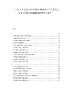 2025-2030北美汽車零部件市場深度剖析及企業(yè)競爭格局與自動駕駛技術(shù)趨勢研究報告