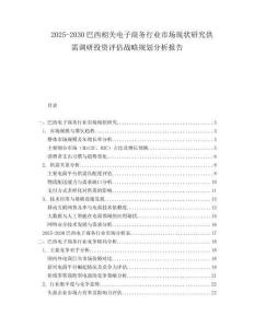 2025-2030巴西相關(guān)電子商務(wù)行業(yè)市場現(xiàn)狀研究供需調(diào)研投資評估戰(zhàn)略規(guī)劃分析報告