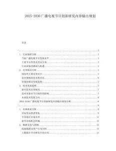 2025-2030廣播電視節(jié)目創(chuàng)新研發(fā)內(nèi)容輸出規(guī)劃