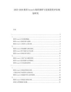 2025-2030教育branch現(xiàn)狀調(diào)研與發(fā)展投資評(píng)估規(guī)劃研究