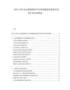 2025-2030北京新能源客車(chē)運(yùn)營(yíng)規(guī)模現(xiàn)狀探索及投資擴(kuò)張決策規(guī)劃