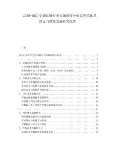 2025-2030交通運(yùn)輸行業(yè)市場深度分析及物流體系建設(shè)與智能交通研究報告