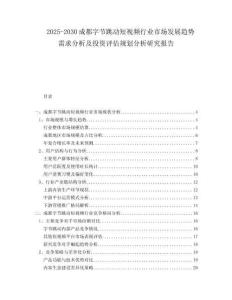 2025-2030成都字節(jié)跳動短視頻行業(yè)市場發(fā)展趨勢需求分析及投資評估規(guī)劃分析研究報告