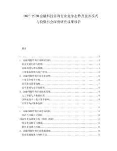 2025-2030金融科技咨詢行業(yè)競(jìng)爭(zhēng)態(tài)勢(shì)及服務(wù)模式與投資機(jī)會(huì)深度研究成果報(bào)告
