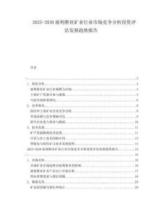 2025-2030玻利維亞礦業(yè)行業(yè)市場(chǎng)競(jìng)爭(zhēng)分析投資評(píng)估發(fā)展趨勢(shì)報(bào)告