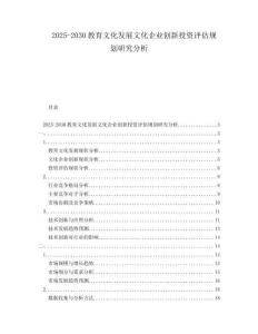 2025-2030教育文化发展文化企业创新投资评估规划研究分析