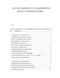 2025-2030节能照明技术与产业发展趋势解析及商业化运作与应用前景深度汇报报告