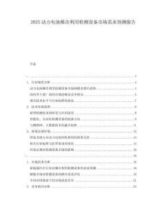 2025動力電池梯次利用檢測設(shè)備市場需求預(yù)測報告