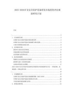2025-2030矿业安全防护设备研发市场投资评估规划研究计划