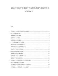 2026中國醫(yī)療大數(shù)據(jù)平臺標(biāo)準(zhǔn)化建設(shè)與臨床應(yīng)用前景展望報告