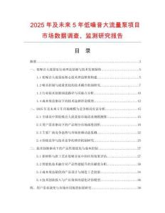 2025年及未來5年低噪音大流量泵項目市場數(shù)據(jù)調(diào)查、監(jiān)測研究報告