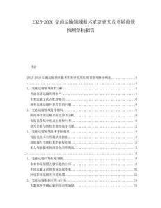 2025-2030交通運(yùn)輸領(lǐng)域技術(shù)革新研究及發(fā)展前景預(yù)測(cè)分析報(bào)告