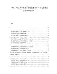 2025-2030贝宁农业产业化技术推广体系与粮食安全保障措施分析