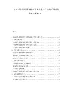巴西綠色能源設(shè)備行業(yè)市場需求與供給關(guān)系及融資規(guī)劃分析報(bào)告