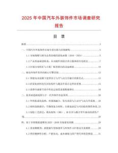 2025年中國汽車外裝飾件市場調(diào)查研究報告