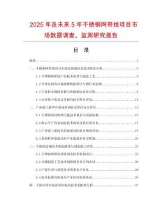 2025年及未來5年不銹鋼網(wǎng)帶線項目市場數(shù)據(jù)調(diào)查、監(jiān)測研究報告
