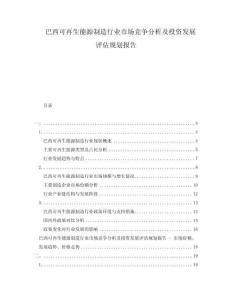 巴西可再生能源制造行業(yè)市場(chǎng)競(jìng)爭(zhēng)分析及投資發(fā)展評(píng)估規(guī)劃報(bào)告