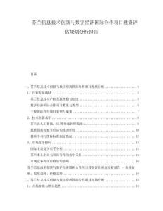 芬蘭信息技術(shù)創(chuàng)新與數(shù)字經(jīng)濟(jì)國(guó)際合作項(xiàng)目投資評(píng)估規(guī)劃分析報(bào)告