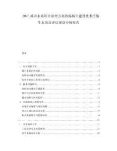 2025城市水系综合治理方案海绵城市建设技术措施生态效益评估规划分析报告