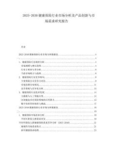 2025-2030健康保險(xiǎn)行業(yè)市場(chǎng)分析及產(chǎn)品創(chuàng)新與市場(chǎng)需求研究報(bào)告