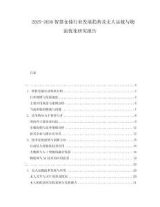 2025-2030智慧倉儲行業(yè)發(fā)展趨勢及無人運載與物流優(yōu)化研究報告
