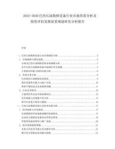 2025-2030巴西石油勘探設(shè)備行業(yè)市場(chǎng)供需分析及投資評(píng)估發(fā)展前景規(guī)劃研究分析報(bào)告