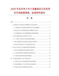 2025年及未來5年小流量高壓頭風機項目市場數(shù)據(jù)調查、監(jiān)測研究報告