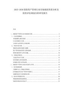 2025-2030保險資產(chǎn)管理行業(yè)市場現(xiàn)狀供需分析及投資評估規(guī)劃分析研究報告