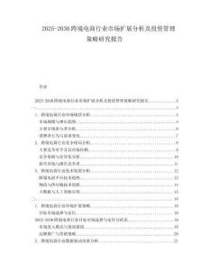 2025-2030跨境電商行業(yè)市場(chǎng)擴(kuò)展分析及投資管理策略研究報(bào)告