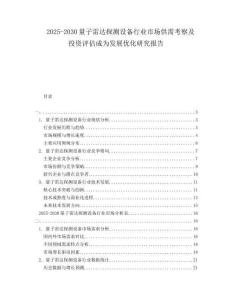 2025-2030量子雷達(dá)探測(cè)設(shè)備行業(yè)市場(chǎng)供需考察及投資評(píng)估成為發(fā)展優(yōu)化研究報(bào)告