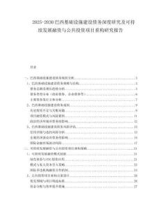 2025-2030巴西基礎(chǔ)設(shè)施建設(shè)債務(wù)深度研究及可持續(xù)發(fā)展融資與公共投資項(xiàng)目重構(gòu)研究報(bào)告