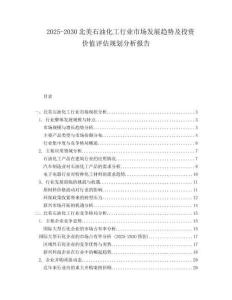 2025-2030北美石油化工行業市場發展趨勢及投資價值評估規劃分析報告