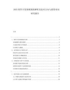 2025軟件開發(fā)領(lǐng)域現(xiàn)狀解析及技術(shù)方向與投資布局研究報告