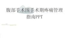 腹部手術(shù)圍手術(shù)期疼痛管理指南PPT