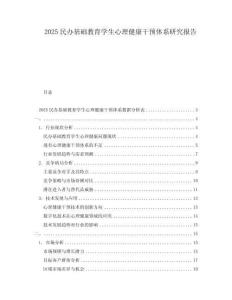 2025民办基础教育学生心理健康干预体系研究报告