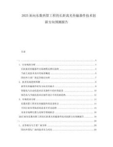 2025面向東數西算工程的長距離光傳輸器件技術創新方向預測報告