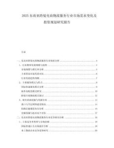 2025東南亞跨境電商物流服務行業(yè)市場需求變化及投資規(guī)劃研究報告