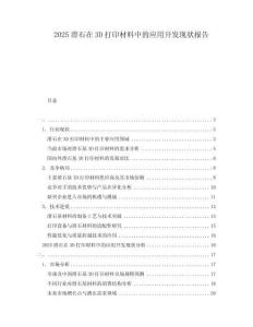 2025滑石在3D打印材料中的應(yīng)用開發(fā)現(xiàn)狀報(bào)告