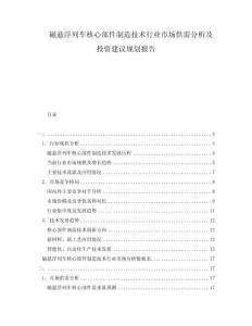 磁懸浮列車核心部件制造技術(shù)行業(yè)市場供需分析及投資建議規(guī)劃報告