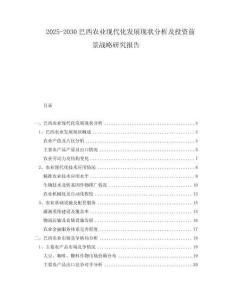 2025-2030巴西农业现代化发展现状分析及投资前景战略研究报告