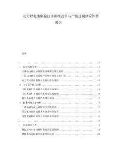 動力鋰電池隔膜技術(shù)路線競爭與產(chǎn)能過剩風險預警報告