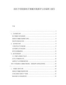 2025中國(guó)創(chuàng)新醫(yī)療器械審批路徑與市場(chǎng)準(zhǔn)入報(bào)告