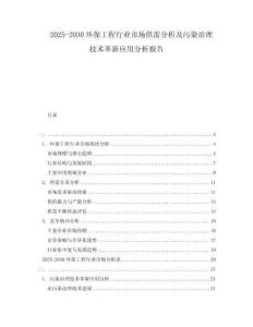 2025-2030环保工程行业市场供需分析及污染治理技术革新应用分析报告